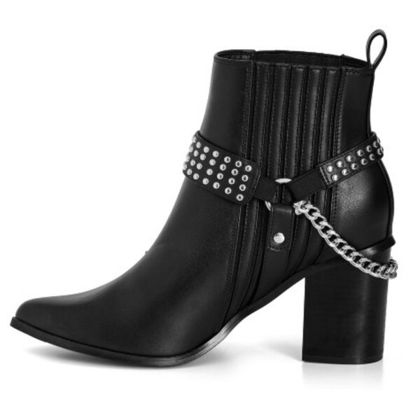 City Chic Black Wide Fit Studded Kiera Ankle Boot 9 9W - Picture 3 of 13